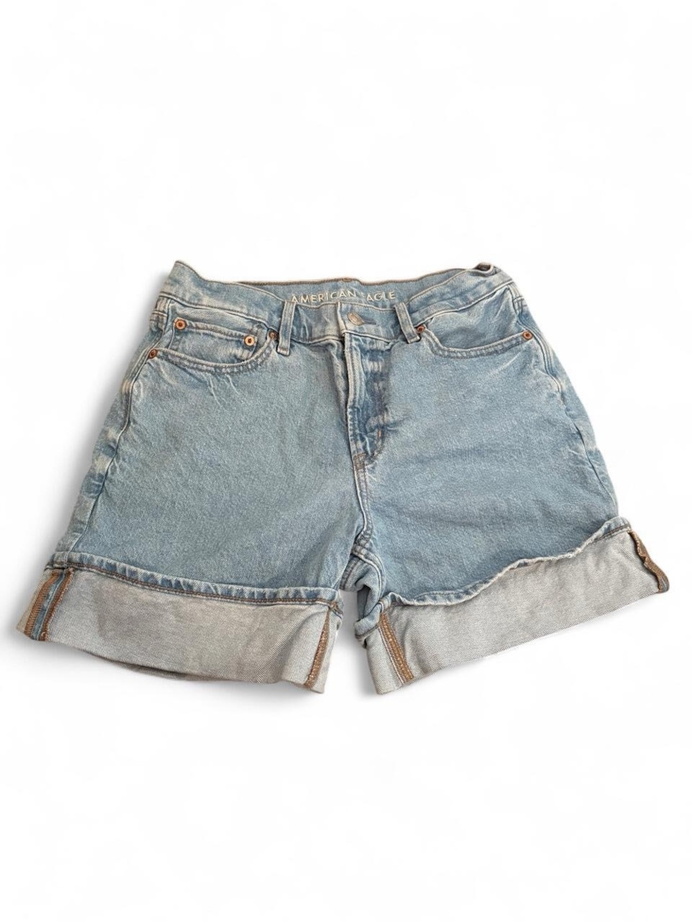 American Eagle Outfitters Faded Blue Rolled Cuff Denim Shorts